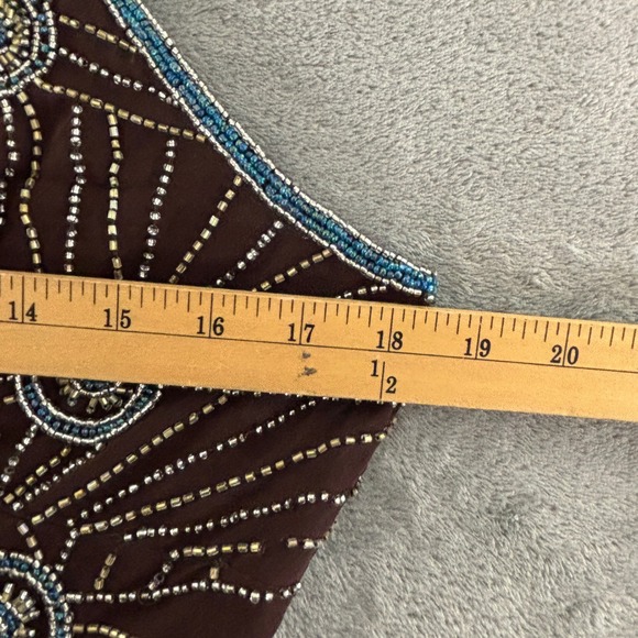 Aftershock Beaded Camisole Top Womens‎ XL Brown Sunburst Spaghetti Strap V Neck - Picture 7 of 10